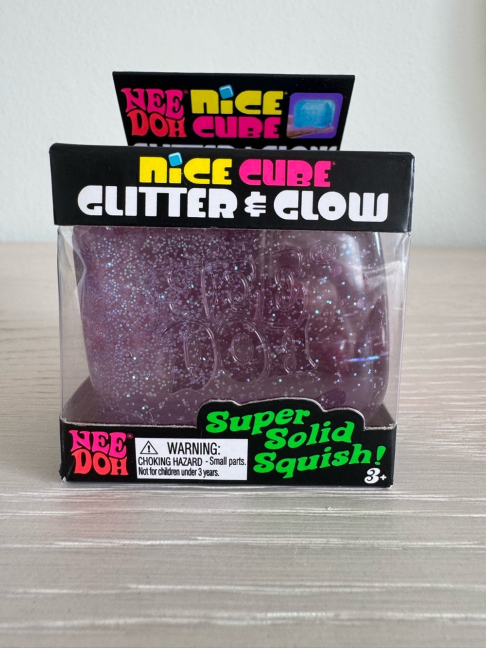 Needoh Nice Cube Glitter & Glow Squish - Purple